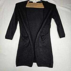 ACTIVE USA Black Knit Long Sleeve Open Front Cardigan Sweater Women's Small